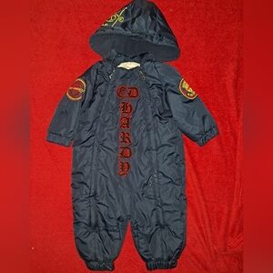Ed Hardy Navy Blue Hooded Baby Snowsuit